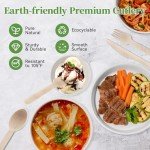 ECOLipak 300 Count Disposable Wooden Cutlery Set, 100 Knives, Forks and Spoons each, Splinter-Free Compostable Wooden Disposable Utensils for Party, Camping, Traveling, Family Dinners