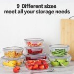 HOMBERKING 24pc Glass Food Storage Containers with Lids, Glass Meal Prep Containers, Airtight Glass Bento Boxes, BPA Free & Leak Proof, Pantry Kitchen Storage(12 lids & 12 Containers) - Gray