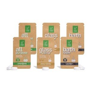 Green Llama Eco-Friendly Cleaning Tablet Variety Pack - Multi-Surface, Glass & Bathroom Cleaner Refills, Compostable, Plant-Based, Family & Pet Safe - Sample Pack with 6 Tablets