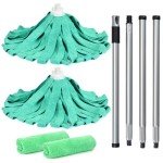 Matthew Microfiber Cloth Mop Compatible with Ceda Microfiber Cloth Mop Refill Commercial Mop Replacement 54" Stainless Steel Handle with 2 Wet Mop Heads w/1 Handle Incl.2Pcs Microfiber Cloth-Green