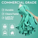 Matthew Microfiber Cloth Mop Compatible with Ceda Microfiber Cloth Mop Refill Commercial Mop Replacement 54" Stainless Steel Handle with 2 Wet Mop Heads w/1 Handle Incl.2Pcs Microfiber Cloth-Green