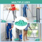Matthew Microfiber Cloth Mop Compatible with Ceda Microfiber Cloth Mop Refill Commercial Mop Replacement 54" Stainless Steel Handle with 2 Wet Mop Heads w/1 Handle Incl.2Pcs Microfiber Cloth-Green