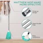 Matthew Microfiber Cloth Mop Compatible with Ceda Microfiber Cloth Mop Refill Commercial Mop Replacement 54" Stainless Steel Handle with 2 Wet Mop Heads w/1 Handle Incl.2Pcs Microfiber Cloth-Green