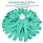 Matthew Microfiber Cloth Mop Compatible with Ceda Microfiber Cloth Mop Refill Commercial Mop Replacement 54" Stainless Steel Handle with 2 Wet Mop Heads w/1 Handle Incl.2Pcs Microfiber Cloth-Green