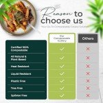 100% Compostable cutlery knives forks spoons 150 Large Disposable Biodegradable Compostable Utensils Durable HeavyDuty Silverware heat resistant alternative to plastic with convenient tray 150pc 7inch