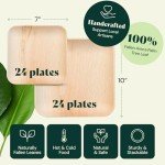 Chic Leaf Compostable & Biodegradable Palm Leaf Disposable Bamboo Plates - Disposable Party Plates for Appetizers - Party Supplies (10 & 7 Inch Square)