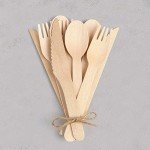 500 Pieces Disposable Cutlery, Wooden Utensils Set [200 Spoons, 200 Forks, 100 Knives] - Disposable Wooden Cutlery, Eco-Friendly Forks and Spoons, Compostable Cutlery Set Party Utensils