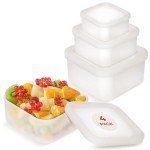 4 Pack Clear Nesting Silicone Food Storage Containers with Lids, Eco-Friendly, Reusable Silicone Food & Home Storage Containers (44oz, 23.7oz, 10oz, 3.4oz) Airtight/Leak Proof (4 Lids/4 Container Set)