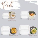 4 Pack Clear Nesting Silicone Food Storage Containers with Lids, Eco-Friendly, Reusable Silicone Food & Home Storage Containers (44oz, 23.7oz, 10oz, 3.4oz) Airtight/Leak Proof (4 Lids/4 Container Set)