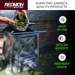 Redmon Outdoor Compost Bin with Lift Off Lid, 4-Door Access & Vent Holes, 65 Gallon
