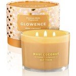 Glowence Coconut Scented Candle - 100% Natural Soy Wax - Large 3 Wick Jar Candle - Up to 40 Hours Burning Time - Aromatherapy Candles for Home - Housewarming Gift for Men and Women