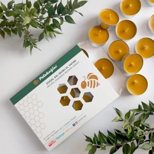 Petekoğlu 100% Beeswax Tealight Candles – Eco-Friendly, Unscented, Long Burn Time, Natural, Chemical-Free, Cotton Wick, 1.48" Diameter, 0.47" Height, 12g (Pack of 12)