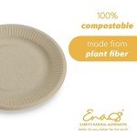 100% Compostable Disposable Paper Plates Bulk [6" 50 Pack], Bamboo Plates, Eco Friendly, Biodegradable, Sturdy Small Dessert Party Plates, Heavy-Duty, Unbleached by Earth's Natural Alternative