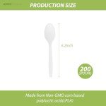 IDING Choice 100% Compostable 200 Count No Plastic Spoons, Plastic Utensils, The Heavyweight Heavy Duty Flatware is Eco-Friendly Products for Lounge Party Wedding Office BBQ Picnic Camping.