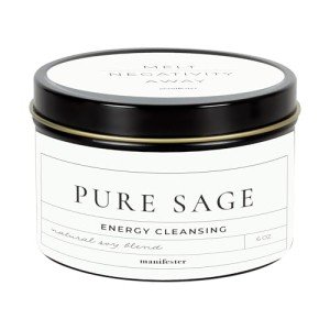 Premium Pure Sage Candle, Natural Soy Wax with Cotton Wick, Phthalate-Free Scent, 35-Hour Burn, Aromatherapy Candle for Home Energy Cleansing & Negativity Protection