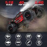 KGF 1:18 Scale All Terrain RC Cars, 40km/h High Speed Remote Control Car, 2.4Ghz RC Car Toys Gifts for Kids and Adults, 4WD Electric Vehicle with 2 Rechargeable Batteries, Off Road Monster Truck