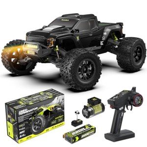 RIAARIO 1/10 Brushless RC Cars, Monster Truck, 50+ MPH, 4WD, Waterproof, Carbon Fiber, Black, Ages 8+