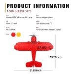 CKYSCHN WLtoys A300 4-Ch RC Plane, Beechcraft D-17 RC Airplanes with Lights, 6G/3D Brushless RC Planes with 2 Batteries, 2.4G Remote Control RC Airplanes Gifts for Adults