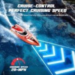 RC Boat for Kids and Adults, Remote Control Boat for Pool Lake River and Sea, 30KPH High Speed Ship Toy with 3 Speed Levels, Self-Righting, Waterproof and One Key Demo 2 Rechargable Batteries