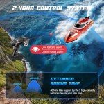 RC Boat for Kids and Adults, Remote Control Boat for Pool Lake River and Sea, 30KPH High Speed Ship Toy with 3 Speed Levels, Self-Righting, Waterproof and One Key Demo 2 Rechargable Batteries