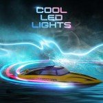 BEZGAR Remote Control Boat for Kids - 2.4GHz Fast RC Boat with LED Lights & Portable Suitcase for Pools, Lakes & Salt Water, Summer Water Toys Gifts for Boys & Girls Age 6 7 8-12 Years Old
