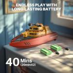 SYMA Remote Control Boat, Big RC Firefighter Boat for Adults and Kids 8-12 with 40 Mins Run Time (2 Batteries), 15 km/h High Speed and Low Battery Warning, Pool Water Toys for Boys Girls