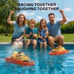 SYMA Remote Control Boat, Big RC Firefighter Boat for Adults and Kids 8-12 with 40 Mins Run Time (2 Batteries), 15 km/h High Speed and Low Battery Warning, Pool Water Toys for Boys Girls