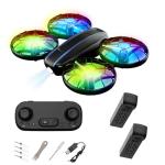 RC Drone for Kids and Beginner, Small RC Quadcopter with Lights and 3D Flip, Altitude Hold, Headless Mode, Propeller Full Protect, Easy to Fly Toys Drone for Kids Boys and Girls Gift (Black)