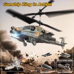 DEERC RC Helicopter for Adults, Apache Remote Control Helicopter for Kids 8-12, Toy Helicopters RC with LED Lights, 2 Batteries, Altitude Hold, 2.4GHz Military Style for Indoor, Ideal for Birthday