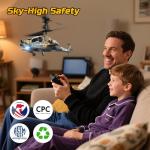 DEERC RC Helicopter for Adults, Apache Remote Control Helicopter for Kids 8-12, Toy Helicopters RC with LED Lights, 2 Batteries, Altitude Hold, 2.4GHz Military Style for Indoor, Ideal for Birthday