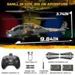 DEERC RC Helicopter for Adults, Apache Remote Control Helicopter for Kids 8-12, Toy Helicopters RC with LED Lights, 2 Batteries, Altitude Hold, 2.4GHz Military Style for Indoor, Ideal for Birthday