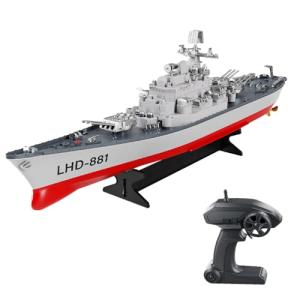 GoolRC Remote Control Warship RC Military Battleship, 1:390 Scale Remote Control Boat for Lakes and Rivers, 2.4GHz RC Armed Cruiser Boat Model with Low Battery Alarm for Adults