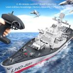 GoolRC Remote Control Warship RC Military Battleship, 1:390 Scale Remote Control Boat for Lakes and Rivers, 2.4GHz RC Armed Cruiser Boat Model with Low Battery Alarm for Adults