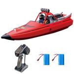 SVERTIBO RC Boat W/ 2.4GHz Remote Control, 2 Rechargeable Batteries & LED Lights for Pool Lakes Water, High Speed RC Sport Jet Boat RTR for Adults Gifts Toys (Red)