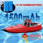 SVERTIBO RC Boat W/ 2.4GHz Remote Control, 2 Rechargeable Batteries & LED Lights for Pool Lakes Water, High Speed RC Sport Jet Boat RTR for Adults Gifts Toys (Red)