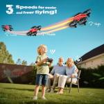 Veeniix V995 Red Mini Drone for Kids and Beginners,Indoor RC Quadcopter Plane with 3D Flips, 360° Rotation, Circle Fly, Auto Hover, Headless Mode, 21Mins 3 Batteries, Gift for Boys and Girls