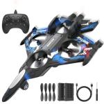 BEZGAR Drones for Kids | 2.4GHZ RC Plane, Remote Control Airplane, RC Helicopter, 360° Flip Fighter Jet Toy with Colorful LED Navigation Lights Blue, Toys for ages 8-13