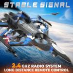 BEZGAR Drones for Kids | 2.4GHZ RC Plane, Remote Control Airplane, RC Helicopter, 360° Flip Fighter Jet Toy with Colorful LED Navigation Lights Blue, Toys for ages 8-13