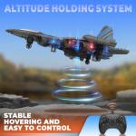 BEZGAR Drones for Kids | 2.4GHZ RC Plane, Remote Control Airplane, RC Helicopter, 360° Flip Fighter Jet Toy with Colorful LED Navigation Lights Blue, Toys for ages 8-13