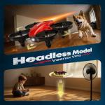 Veeniix V995 Red Mini Drone for Kids and Beginners,Indoor RC Quadcopter Plane with 3D Flips, 360° Rotation, Circle Fly, Auto Hover, Headless Mode, 21Mins 3 Batteries, Gift for Boys and Girls