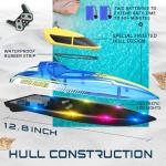 BEZGAR Remote Control Boat for Kids - 2.4GHz Fast RC Boat with LED Lights & Portable Suitcase for Pools, Lakes & Salt Water, Summer Water Toys Gifts for Boys & Girls Age 6 7 8-12 Years Old