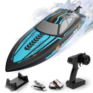 VOLANTEXRC RC Remote Control Boat for Pool，2.4Ghz Control RC Boats for Adults, Lake Electric Boat with Water Cooling System 2Rechargeable Batteries (Blue)