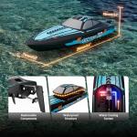 VOLANTEXRC RC Remote Control Boat for Pool，2.4Ghz Control RC Boats for Adults, Lake Electric Boat with Water Cooling System 2Rechargeable Batteries (Blue)