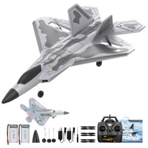 CKYSCHN F22 Remote Control Airplane - 4 Channel Fighter RC Plane for Beginners Adult with Lights, 2.4GHz 6-axis Gyro Stabilizer RTF RC Aircraft with 2 Batteries