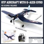 Leamn Brushless 4CH RC Plane F4U 500mm Remote Control Airplane,6-axis Gyro RC Airplane,3 Modes & Aerobatics,RTF Fighter with 2 Batteries,2.4GHz Radio Controlled for Adults&Beginners