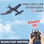 Leamn Brushless 4CH RC Plane F4U 500mm Remote Control Airplane,6-axis Gyro RC Airplane,3 Modes & Aerobatics,RTF Fighter with 2 Batteries,2.4GHz Radio Controlled for Adults&Beginners