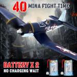 Leamn Brushless 4CH RC Plane F4U 500mm Remote Control Airplane,6-axis Gyro RC Airplane,3 Modes & Aerobatics,RTF Fighter with 2 Batteries,2.4GHz Radio Controlled for Adults&Beginners