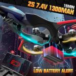 BEZGAR Brushless RC Plane with Camera | 2.4GHZ Remote Control Airplane, 6-axis Gyro Drones for Kids, RC Helicopter, 360°Flip Jet Fighter for Beginners with LED Navigation Lights and Two Batteries