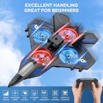 TUEESN RC Plane - 2.4GHz Remote Control Airplane with LED Lights, 360° Stunts & 6-Axis Gyro | Crash-Proof Foam Design | 40 Min Flight for Kids/Adults (Beginner Friendly)