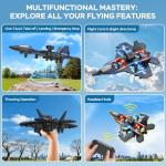 TUEESN RC Plane - 2.4GHz Remote Control Airplane with LED Lights, 360° Stunts & 6-Axis Gyro | Crash-Proof Foam Design | 40 Min Flight for Kids/Adults (Beginner Friendly)